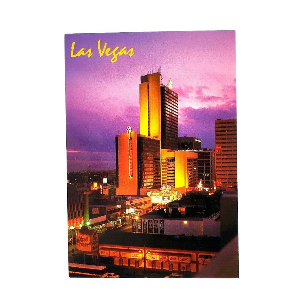 Vintage Postcard Fitzgeralds Casino Hotel Las Vegas Freemont Third KLV 189 Night